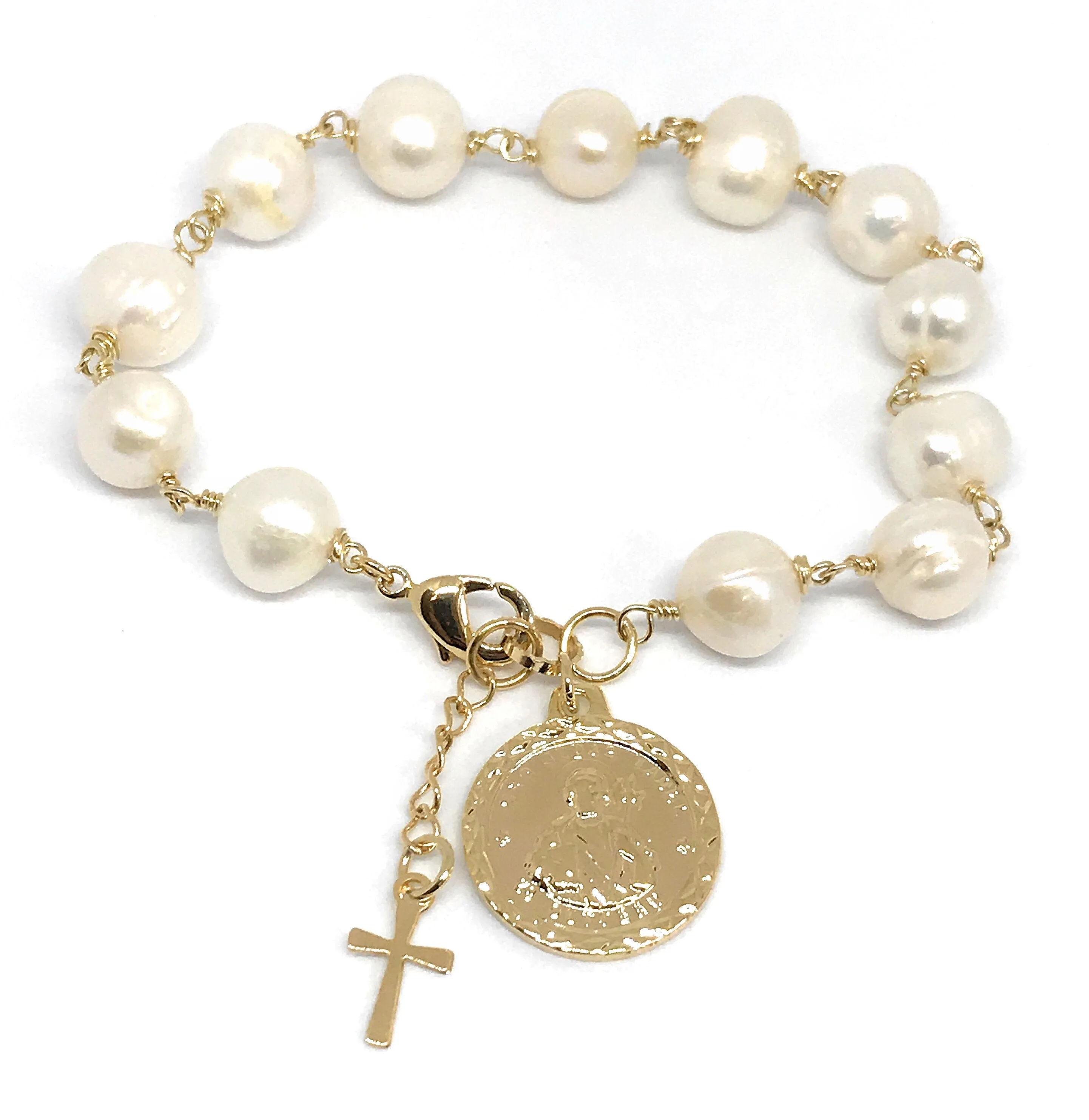 St Jude Pearl Adjustable Gold Filled Bracelet