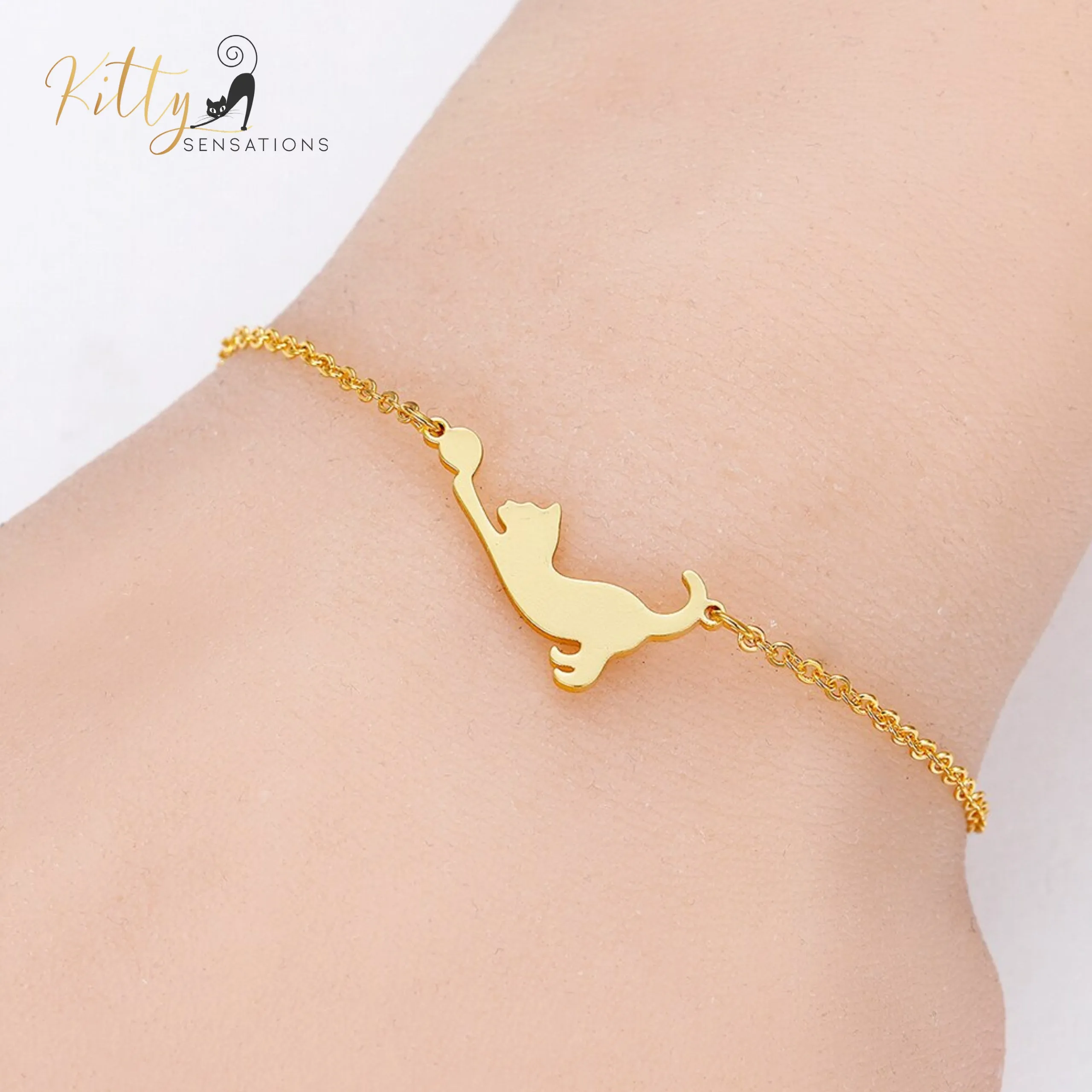 Stretching Cat Bracelet (Rose Gold, Silver, or Gold)