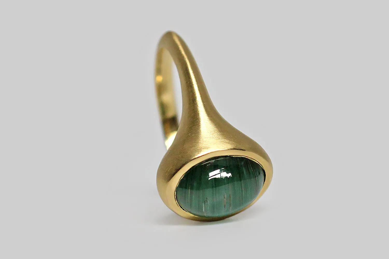 Teal Cat's Eye Tourmaline Cladonia Ring