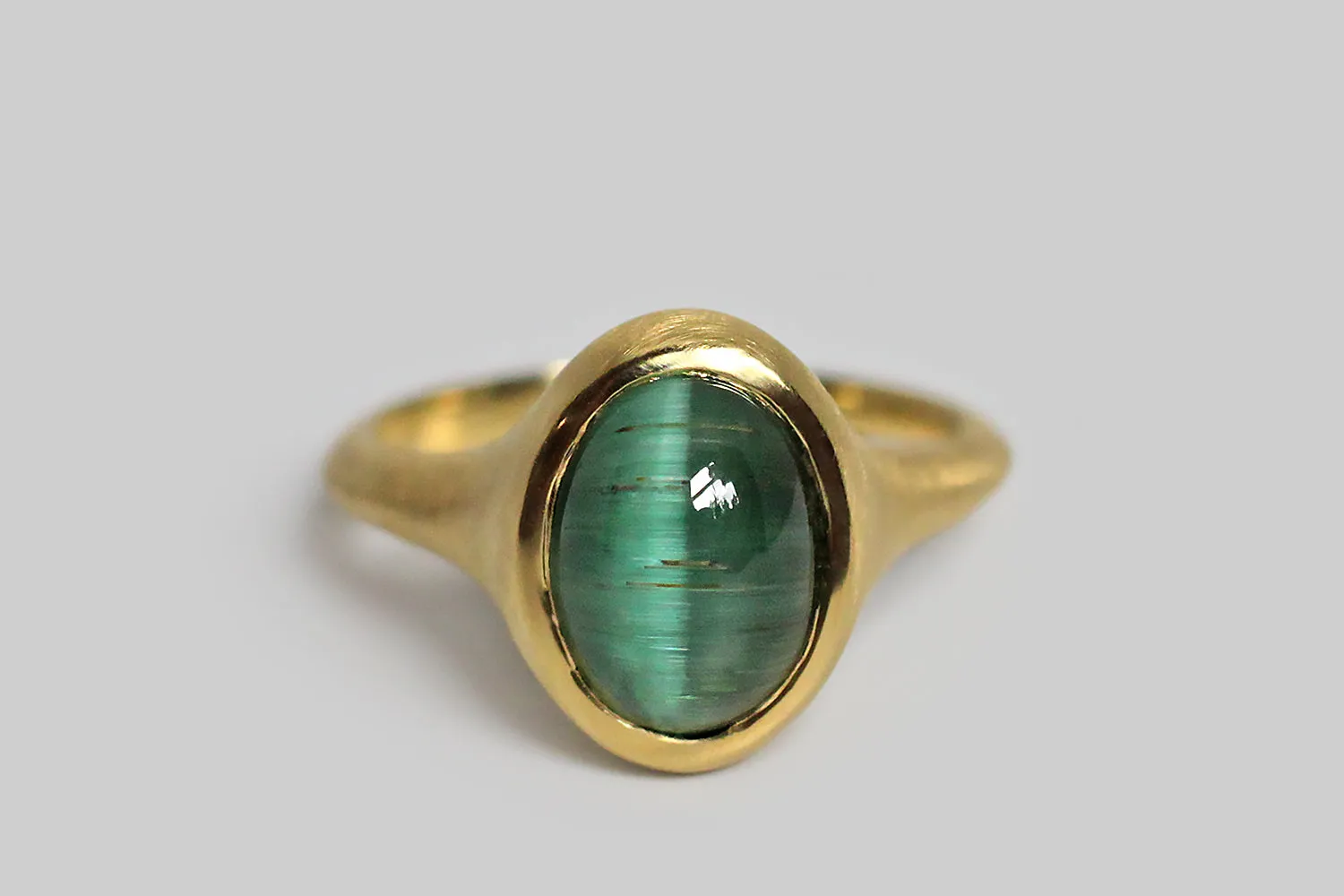 Teal Cat's Eye Tourmaline Cladonia Ring