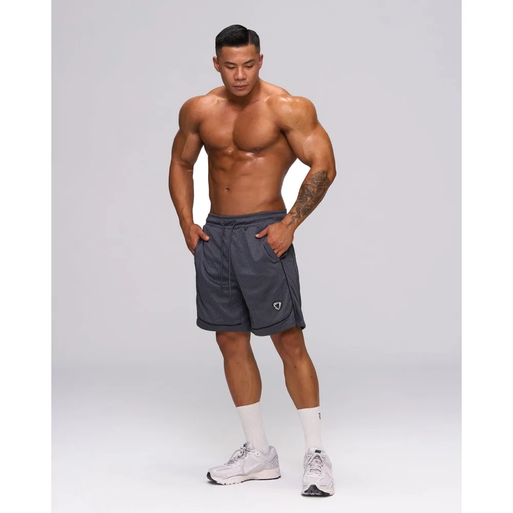 TEAMJOINED JOINED D-MESH PIPING SHORTS-DARK GREY