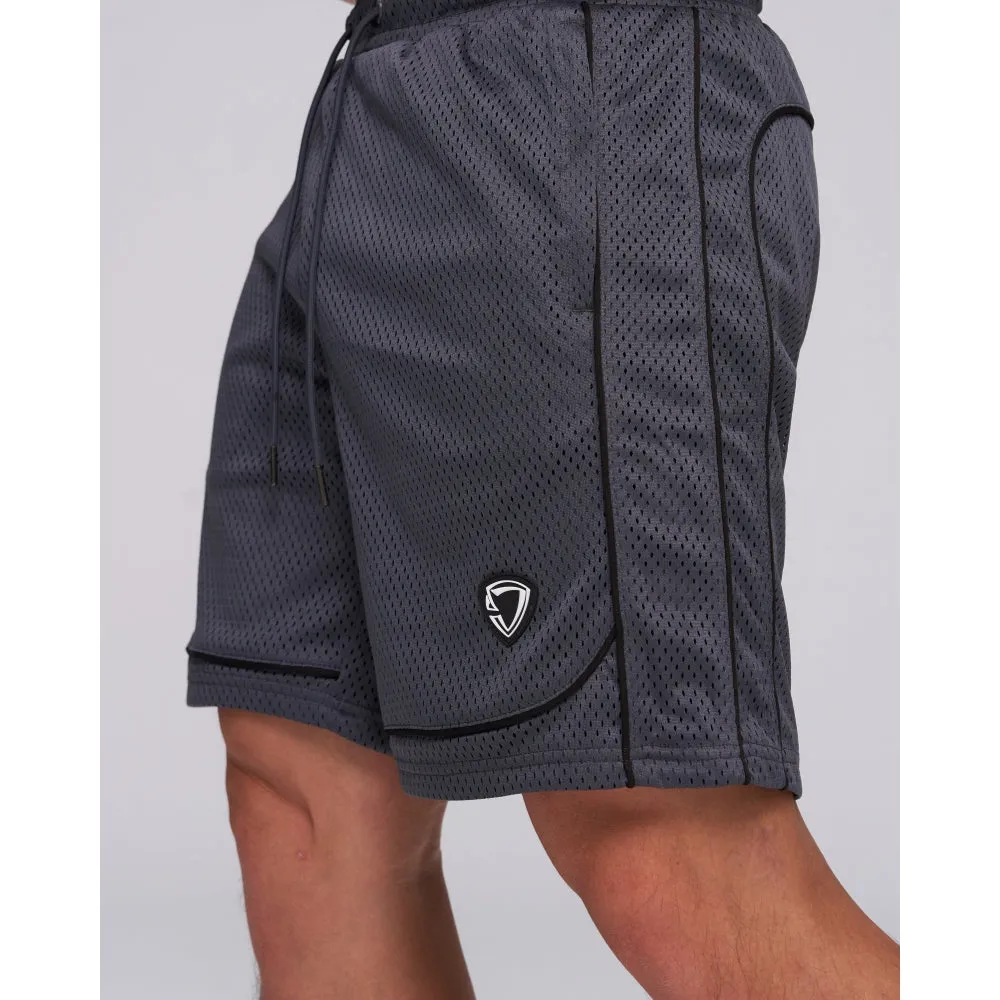 TEAMJOINED JOINED D-MESH PIPING SHORTS-DARK GREY