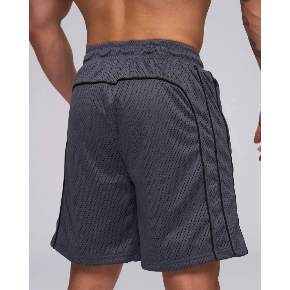 TEAMJOINED JOINED D-MESH PIPING SHORTS-DARK GREY