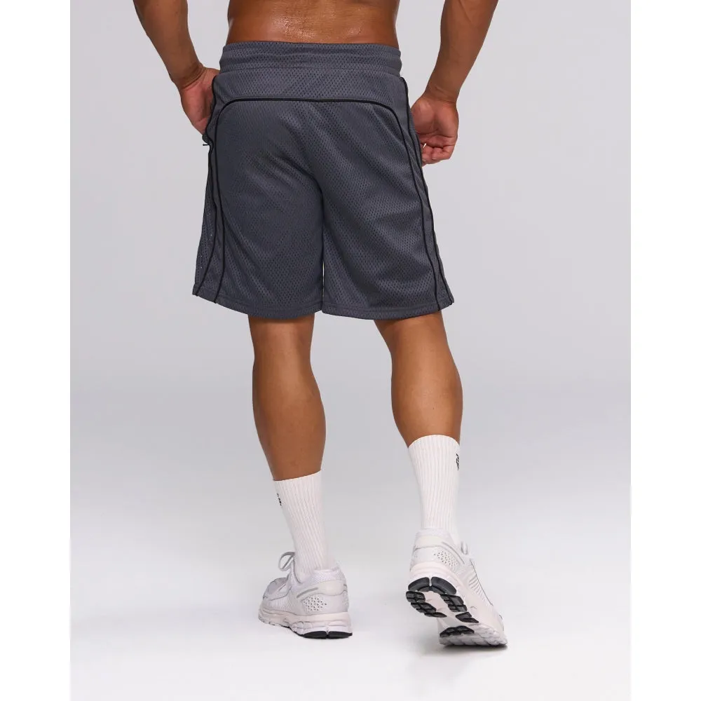 TEAMJOINED JOINED D-MESH PIPING SHORTS-DARK GREY