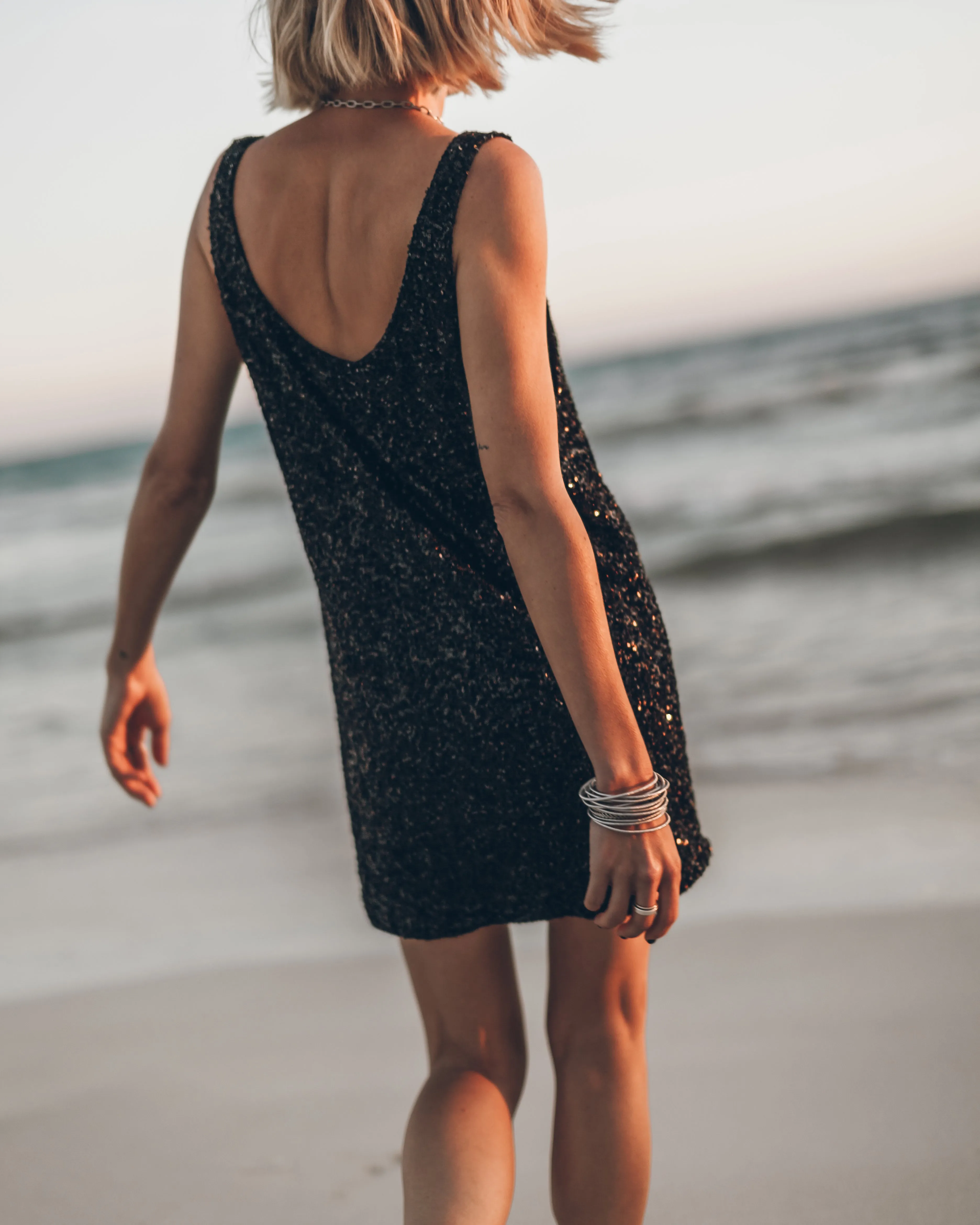 The Black Sequin Tank Dress