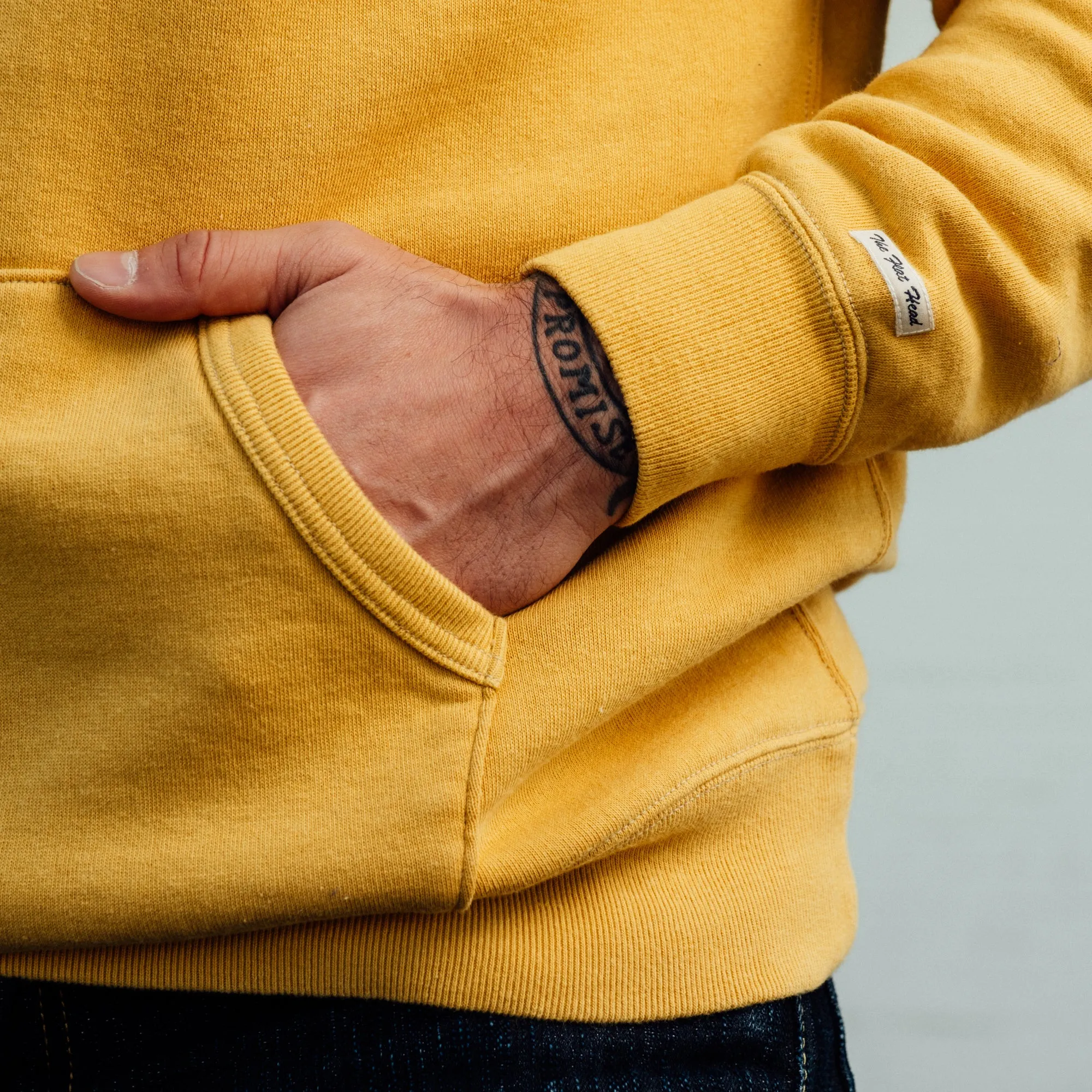 The Flat Head Sweatshirt Hoodie Brushed Lining Mustard