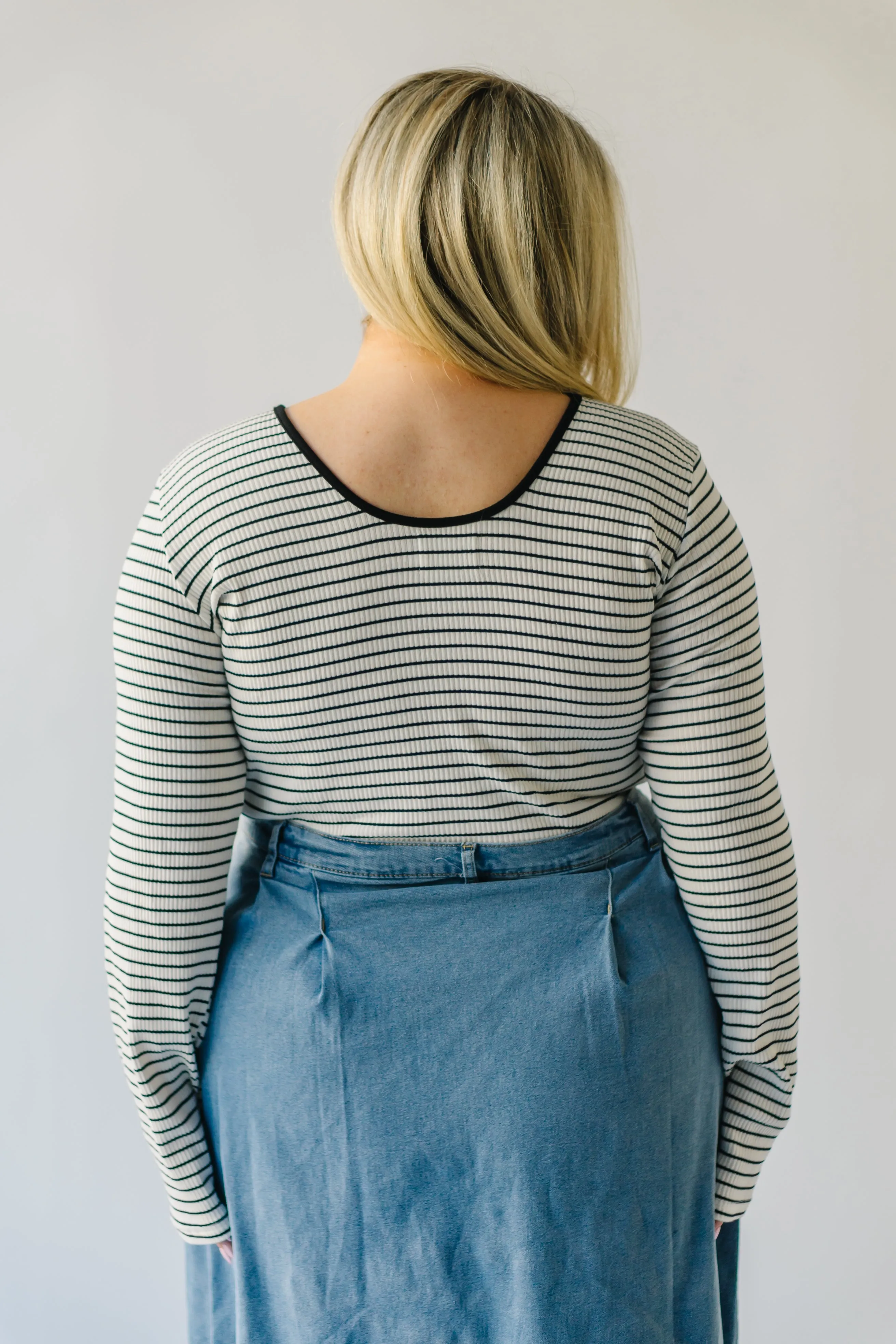 The Largo Striped Long Sleeved Tee in White   Black