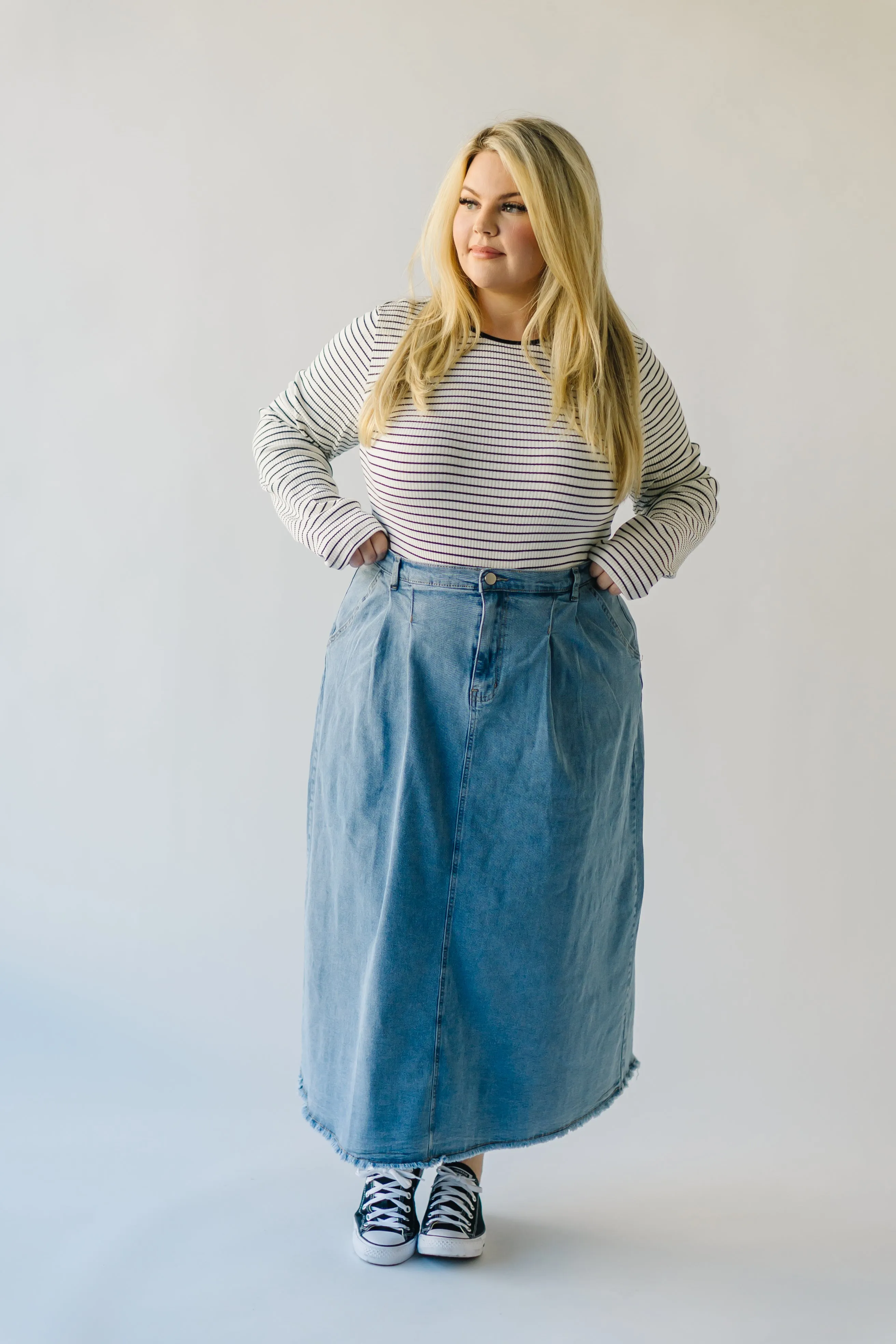 The Largo Striped Long Sleeved Tee in White   Black