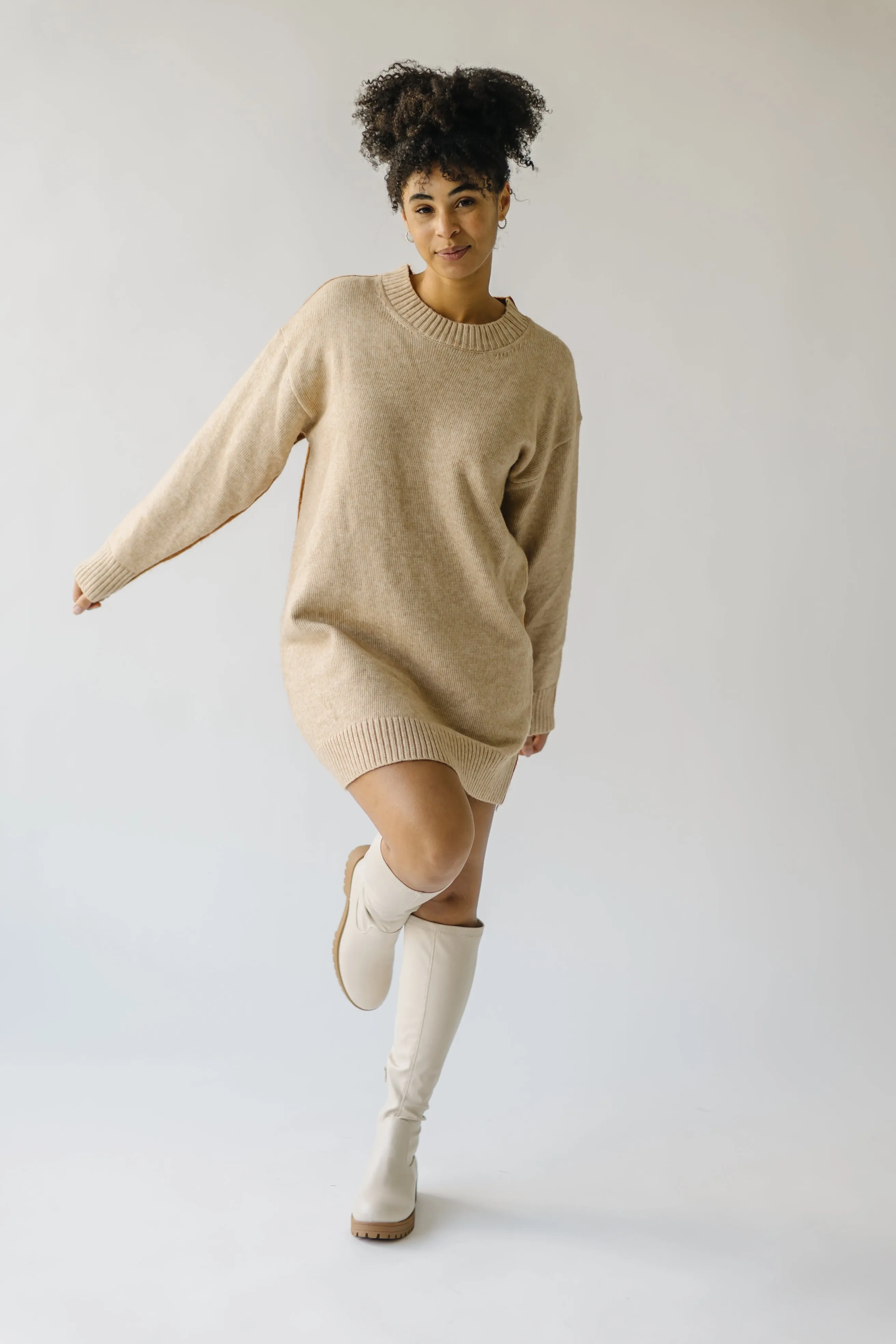 The Sharrow Two Tone Sweater in Sand