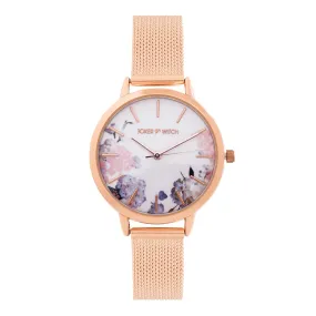 Tygra Rosegold Printed Dial Mesh Strap Watch