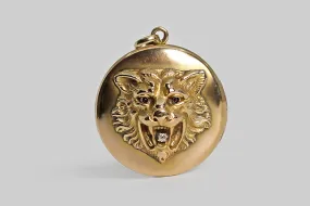 Victorian Diamond Set Lion Mask Locket