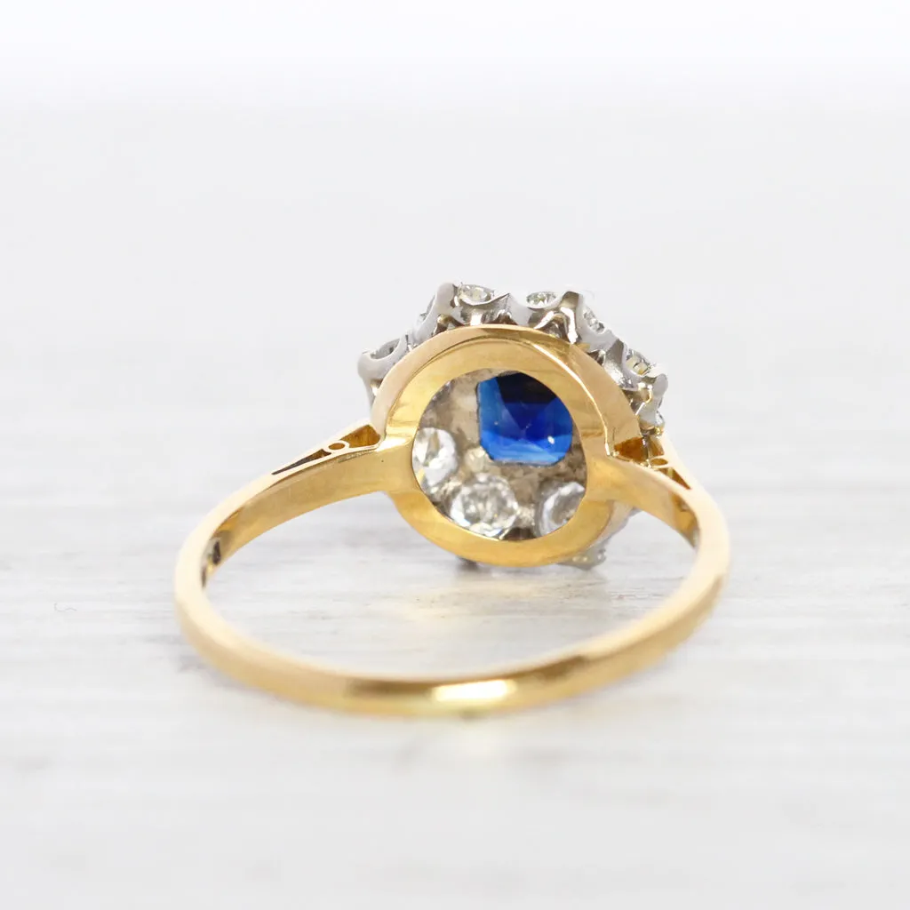 Vintage 1.25 Carat Sapphire and Diamond Cluster