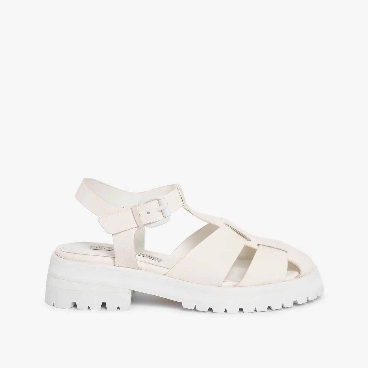 Warm white women's leather sandal