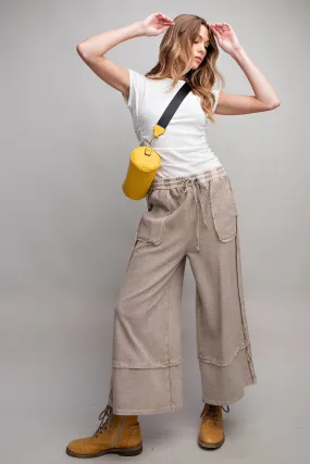 Wide Leg Palazzo Pants in Mushroom (S-3XL)