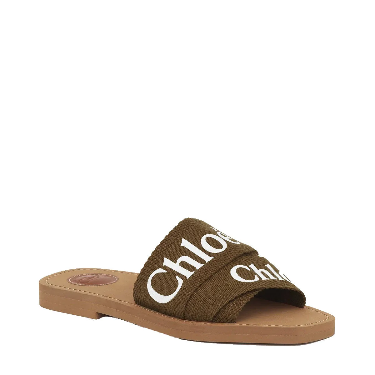 Woody Logo Linen Slide, Grove Brown