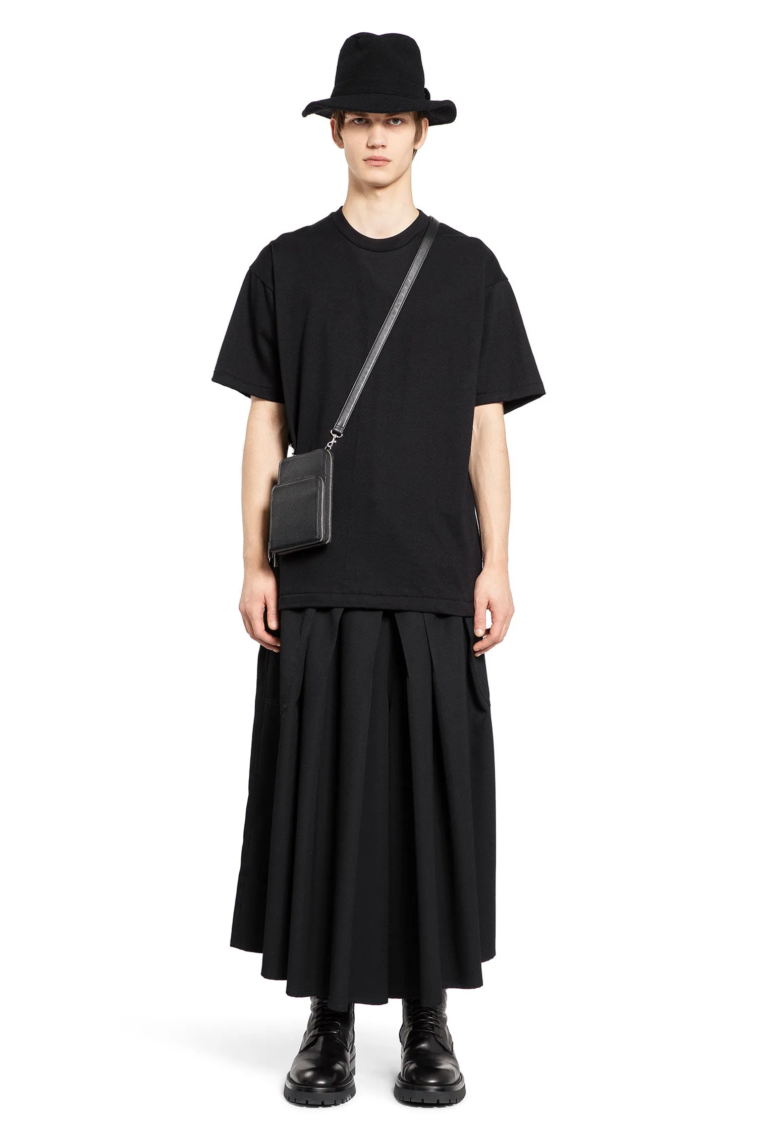 YOHJI YAMAMOTO MAN BLACK SHORTS & SKIRTS