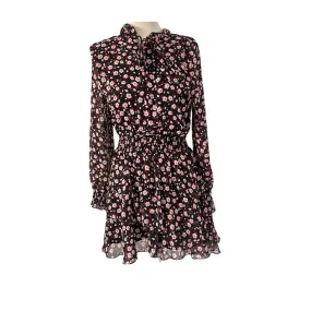 ZARA Black & Pink Floral Printed Knee-length Dress | Gently Used |